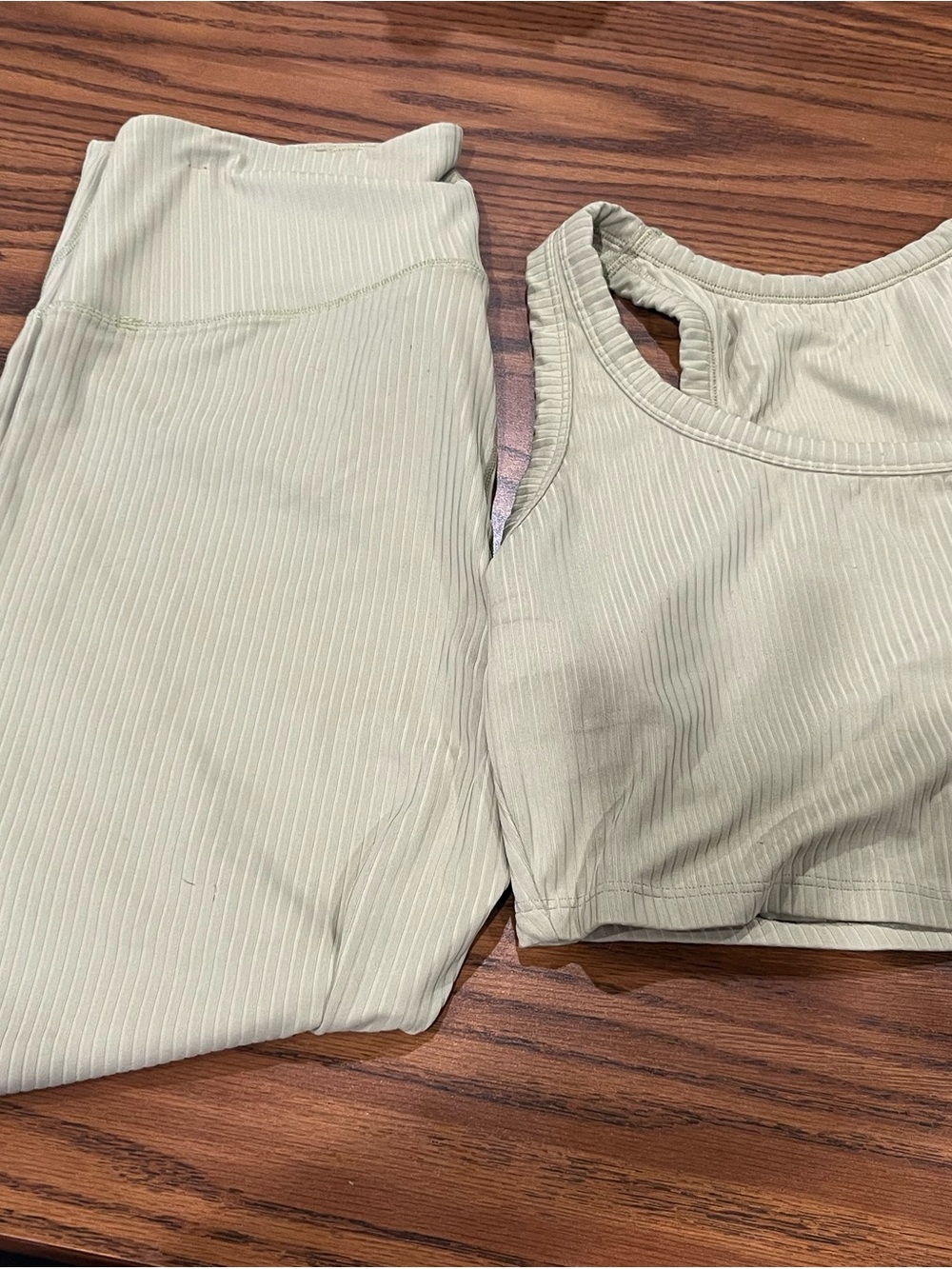 all in motion Sage Green Ribbed High-Waist Leggings & Tank Set